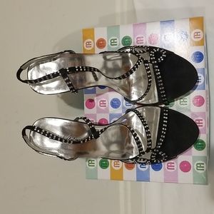 Michael Antonio Black Open Toe Slingback Heels